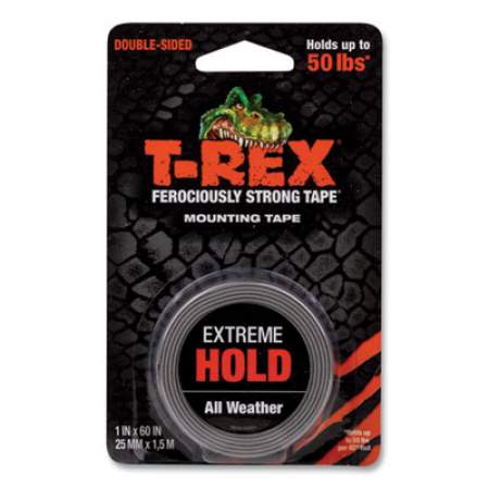 T-REX Extreme Hold Mounting Tape, 1.5" Core, 1" x 1.66 yds, Black (24338434)