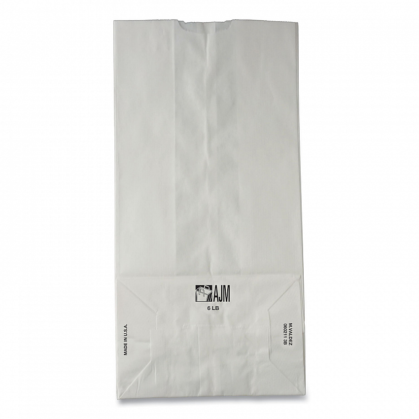 Grocery Paper Bags, 6# Size, 35# Basis Weight, 5.88" x 3.63" x 11", White, 500/Bundle (GW6500)