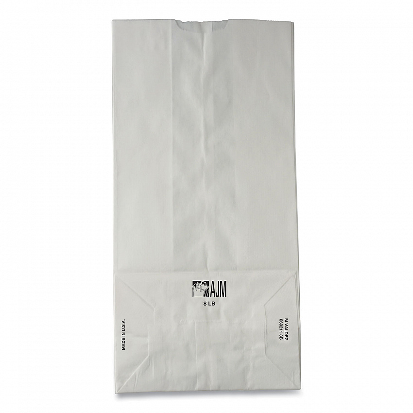 Grocery Paper Bags, 8# Size, 35# Basis Weight, 6" x 3.88" x 12.5", White, 500/Bundle (GW8500)