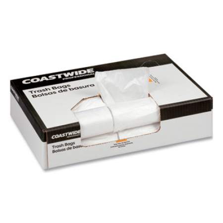 Coastwide Professional High-Density Can Liners, 30 gal, 0.31 mil, 30" x 37", Clear, 25 Bags/Roll, 20 Rolls/Carton (1483190)