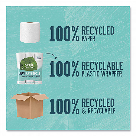 100% Recycled Bathroom Tissue, Septic Safe, 2-Ply, White, 240 Sheets/Roll, 24 Rolls/Pack (13738)