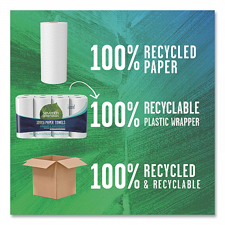 100% Recycled Paper Kitchen Towel Rolls, 2-Ply, 11 x 5.4, 156 Sheets/Roll, 8 Rolls/Pack (13739PK)