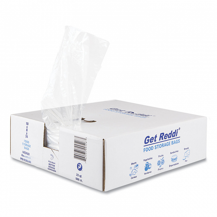 Food Bags, 5.5 gal, 10 x 8 x 24, Clear, 500/Carton (PB100824M)