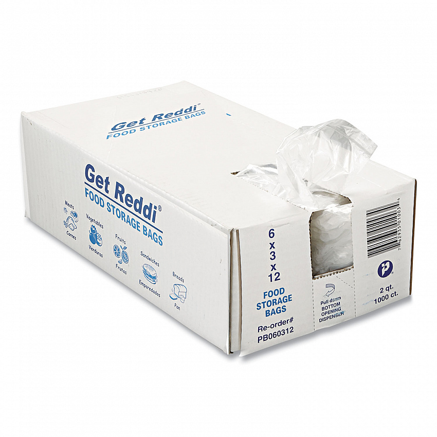 Food Bags, 64 oz, 6" x 3" x 12", Clear, 1,000/Carton (PB060312)