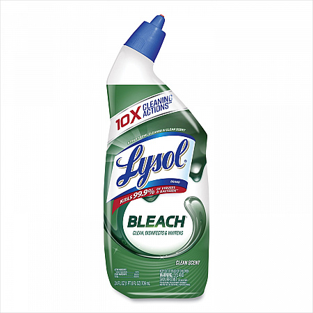 Disinfectant Toilet Bowl Cleaner with Bleach, Clean Scent, 24 oz Angle-Neck Bottle, 2/Pack (96085PK)