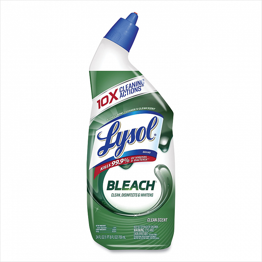 Disinfectant Toilet Bowl Cleaner with Bleach, Clean Scent, 24 oz Angle-Neck Bottle, 2/Pack (96085PK)