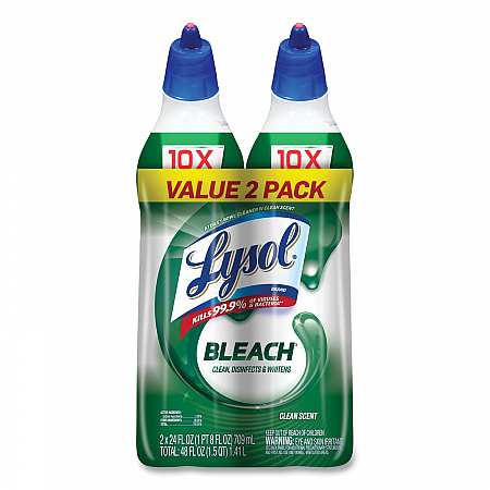Disinfectant Toilet Bowl Cleaner with Bleach, Clean Scent, 24 oz Angle-Neck Bottle, 8/Carton (96085)