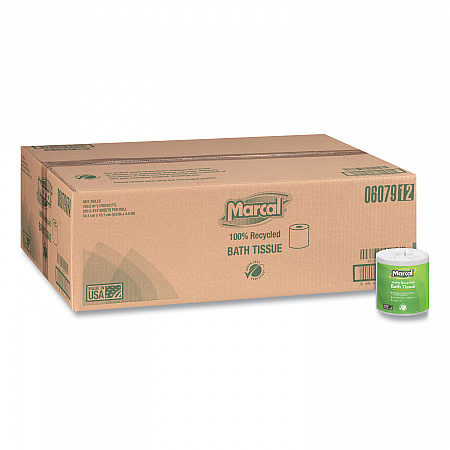 100% Recycled Two-Ply Bath Tissue, Individually Wrapped Rolls, Septic Safe, White, 330 Sheets/Roll, 48 Rolls/Carton (6079)