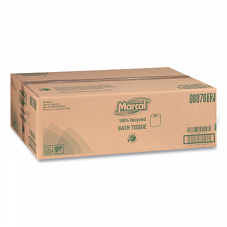 100% Recycled Two-Ply Bath Tissue, Individually Wrapped Rolls, Septic Safe, White, 330 Sheets/Roll, 48 Rolls/Carton (6079)