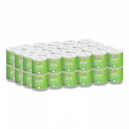100% Recycled Two-Ply Bath Tissue, Individually Wrapped Rolls, Septic Safe, White, 330 Sheets/Roll, 48 Rolls/Carton (6079)