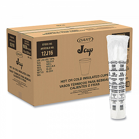 Foam Drink Cups, 12 oz, Squat, White, 1,000/Carton (12J16)