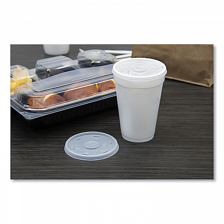 Plastic Lids, Straw-Slot Lid, Fits 12 oz to 24 oz Hot/Cold Foam Cups, Translucent, 100/Pack, 10 Packs/Carton (16SL)