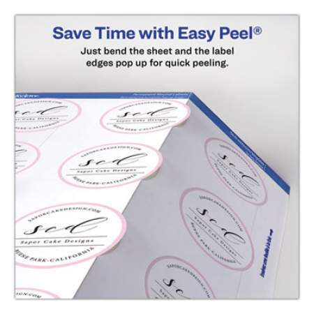 Avery Round Print-to-the Edge Labels with SureFeed and EasyPeel, 2" dia., Matte White, 300/Pack (22877)