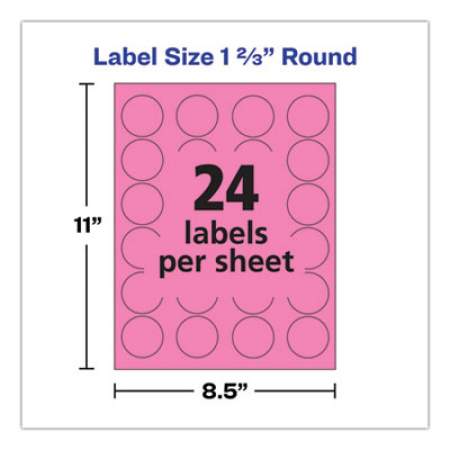 Avery Printable Color Labels with Sure Feed and Easy Peel, 1.66" dia., Assorted Colors, 24/Sheet, 10 Sheets/Pack (4330)