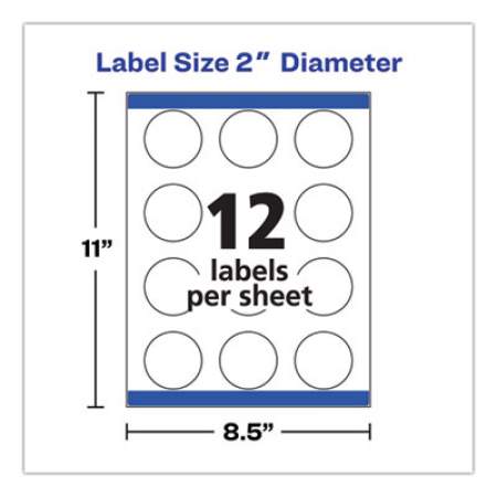 Avery Round Print-to-the Edge Labels with SureFeed and EasyPeel, 2" dia., Matte White, 300/Pack (22877)