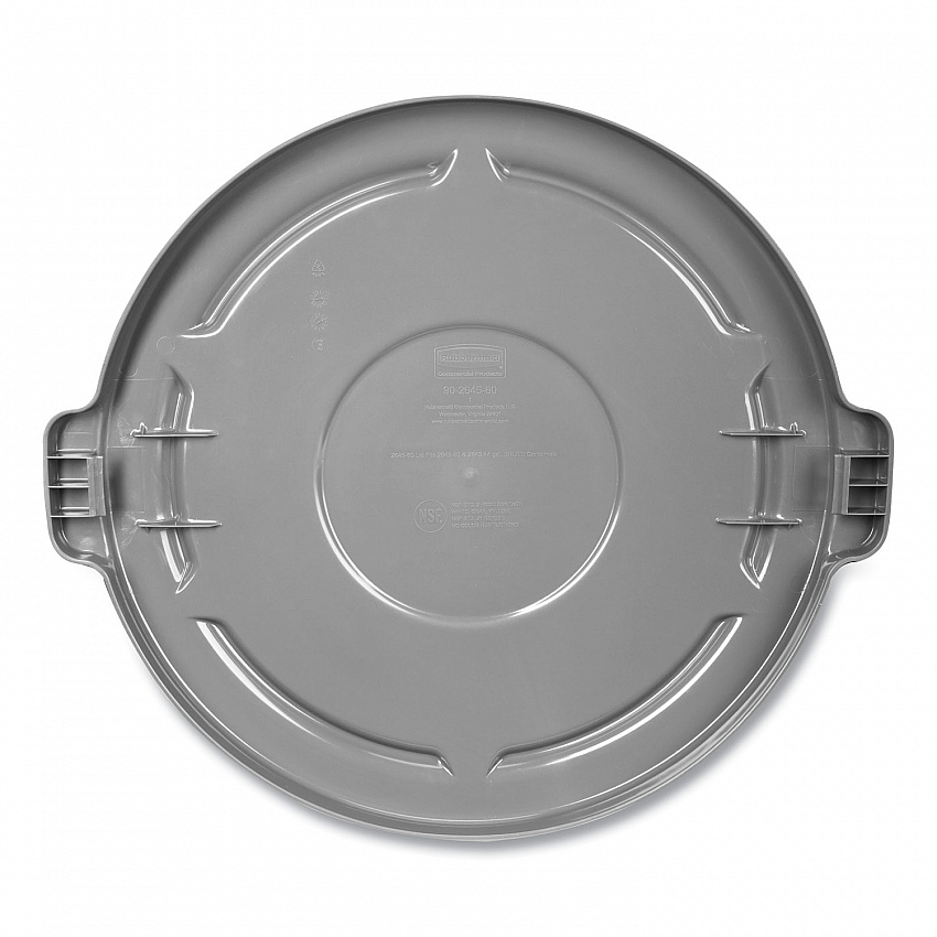 BRUTE Self-Draining Flat Top Lid, for 32 gal Round BRUTE Containers, 22.25" Diameter, Gray (263100GY)