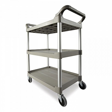 Three-Shelf Service Cart, Plastic, 3 Shelves, 200 lb Capacity, 18.63