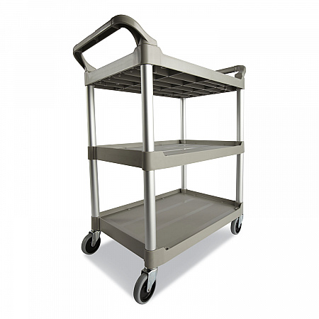 Three-Shelf Service Cart, Plastic, 3 Shelves, 200 lb Capacity, 18.63