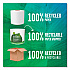 100% Recycled Bathroom Tissue,  Individually Wrapped Rolls, Septic Safe, 2-Ply, White, 500 Sheets/Roll, 60 Rolls/Carton (137038)