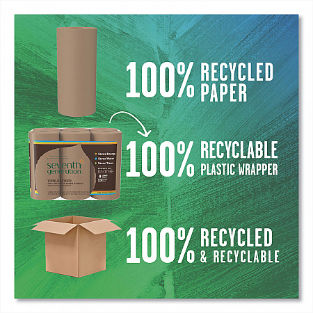 Natural Unbleached 100% Recycled Paper Kitchen Towel Rolls, 2-Ply, 11 x 9, 120 Sheets/Roll (13720RL)