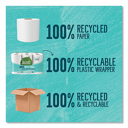 100% Recycled Bathroom Tissue, Septic Safe, 2-Ply, White, 240 Sheets/Roll, 12 Rolls/Pack, 4 Packs/Carton (13733CT)