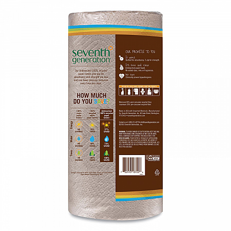Natural Unbleached 100% Recycled Paper Kitchen Towel Rolls, 2-Ply, 11 x 9, 120 Sheets/Roll (13720RL)