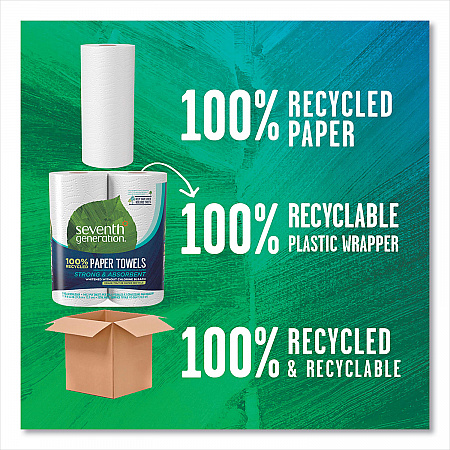 100% Recycled Paper Kitchen Towel Rolls, 2-Ply, 11 x 5.4, 140 Sheets/Roll, 2 Rolls/Pack, 12 Packs/Carton (13730)