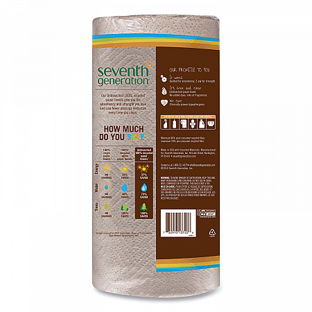 Natural Unbleached 100% Recycled Paper Kitchen Towel Rolls, 2-Ply, Individually Wrapped, 11 x 9, 120/Roll, 30 Rolls/Carton (13720CT)