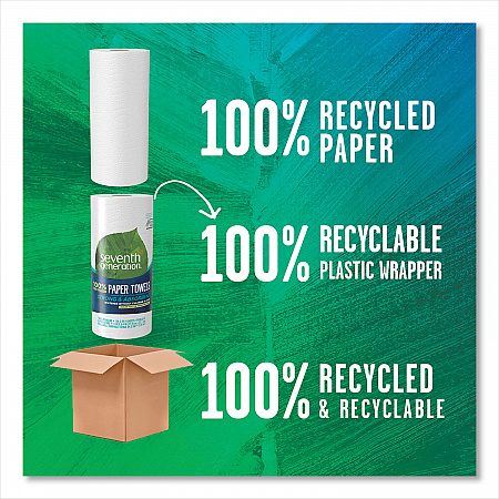 100% Recycled Paper Kitchen Towel Rolls, 2-Ply, 11 x 5.4, 156 Sheets/Roll, 24 Rolls/Carton (13722)