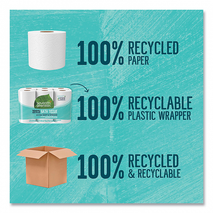 100% Recycled Bathroom Tissue, Septic Safe, 2-Ply, White, 240 Sheets/Roll, 12 Rolls/Pack (13733PK)