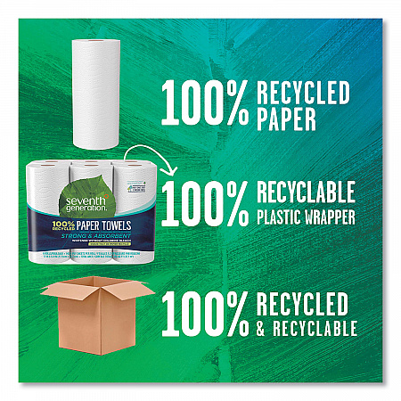 100% Recycled Paper Kitchen Towel Rolls, 2-Ply, 11 x 5.4, 140 Sheets/Roll, 6 Rolls/Pack (13731PK)