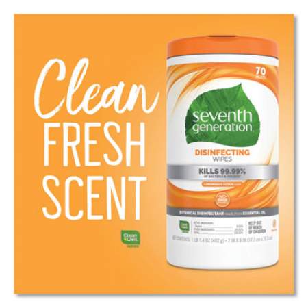 Seventh Generation Botanical Disinfecting Wipes, 8 x 7, 70 Count (22813EA)