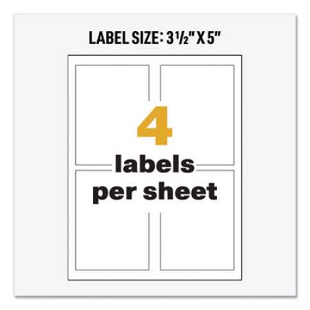 Avery UltraDuty GHS Chemical Waterproof and UV Resistant Labels, 3.5 x 5, White, 4/Sheet, 50 Sheets/Box (60503)