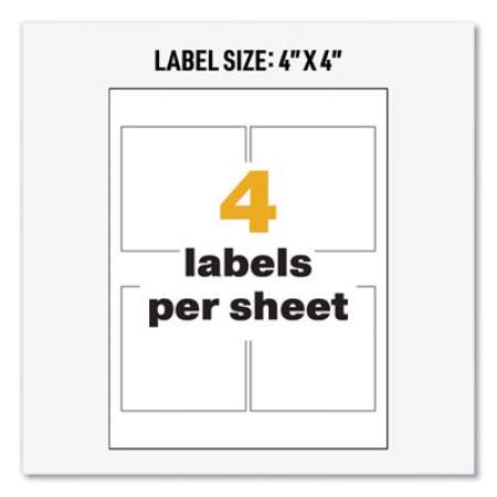 Avery UltraDuty GHS Chemical Waterproof and UV Resistant Labels, 4 x 4, White, 4/Sheet, 50 Sheets/Box (60504)