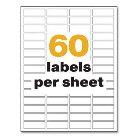 Avery UltraDuty GHS Chemical Waterproof and UV Resistant Labels, 0.5 x 1.75, White, 60/Sheet, 25 Sheets/Pack (60518)