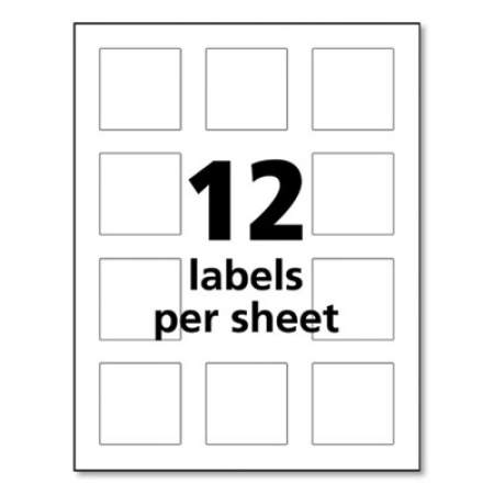Avery UltraDuty GHS Chemical Waterproof and UV Resistant Labels, 2 x 2, White, 12/Sheet, 50 Sheets/Pack (60526)