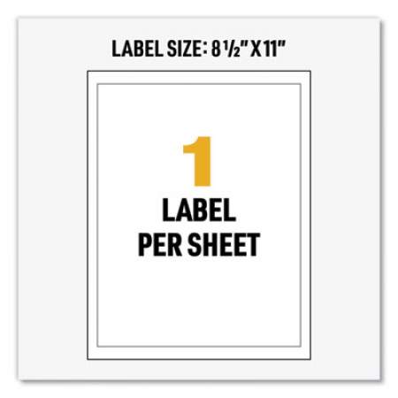 Avery UltraDuty GHS Chemical Waterproof and UV Resistant Labels, 8.5 x 11, White, 50/Box (60501)