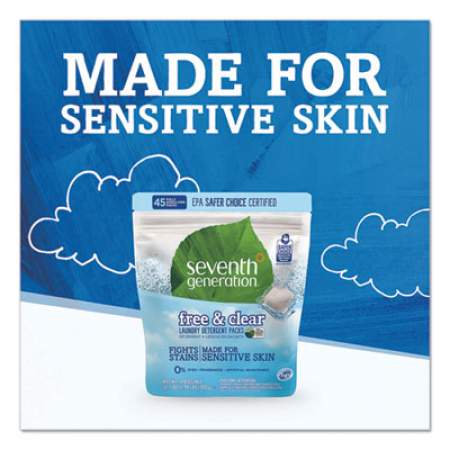 Seventh Generation Natural Laundry Detergent Packs, Powder, Unscented, 45 Packets/Pack (22977)