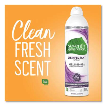 Seventh Generation Disinfectant Sprays, Lavender Vanilla/Thyme, 13.9 oz Spray Bottle, 8/Carton (22979)