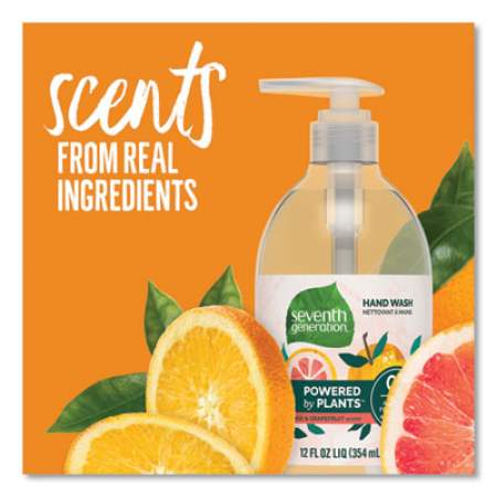 Seventh Generation Natural Hand Wash, Mandarin Orange and Grapefruit, 12 oz Pump Bottle, 8/Carton (22925CT)