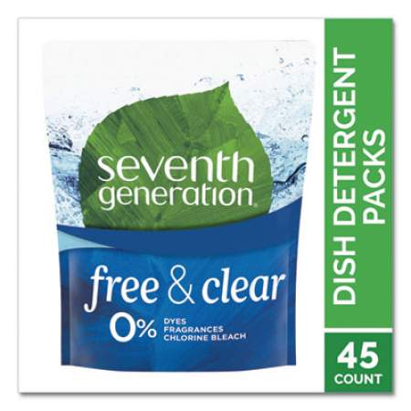 Seventh Generation Natural Dishwasher Detergent Concentrated Packs, Free and Clear, 45 Packets/Pack (22897)