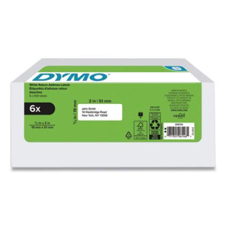 DYMO LW Address Labels, 0.75" x 2", White, 500/Roll, 6 Rolls/Pack (2050766)