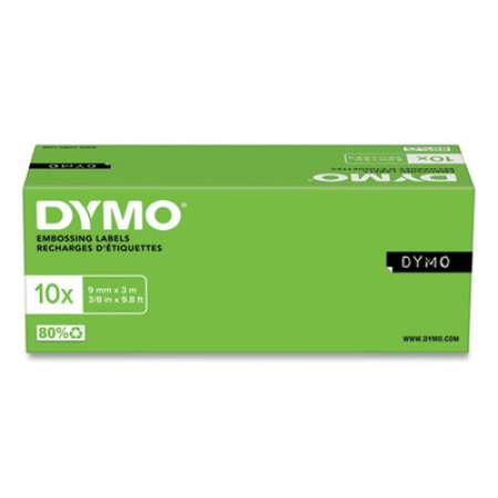 DYMO Self-Adhesive Glossy Labeling Tape for Embossers, 0.37" x 9.8 ft Roll, Black (520109)
