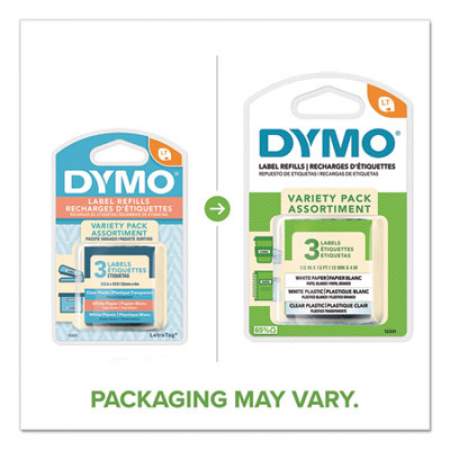 DYMO LetraTag Paper/Plastic Label Tape Value Pack, 0.5" x 13 ft, Assorted, 3/Pack (12331)