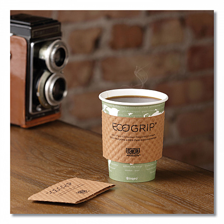 EcoGrip Recycled Content Hot Cup Sleeve, Fits 12, 16, 20, 24 oz Cups, Kraft, 1,300/Carton (EG2000)