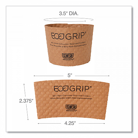 EcoGrip Recycled Content Hot Cup Sleeve, Fits 12, 16, 20, 24 oz Cups, Kraft, 1,300/Carton (EG2000)