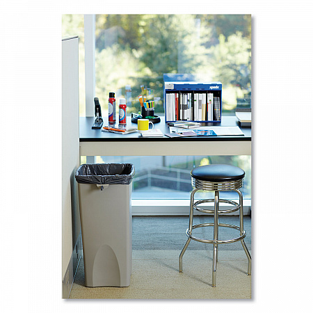Untouchable Square Waste Receptacle, 23 gal, Plastic, Beige (356988BG)