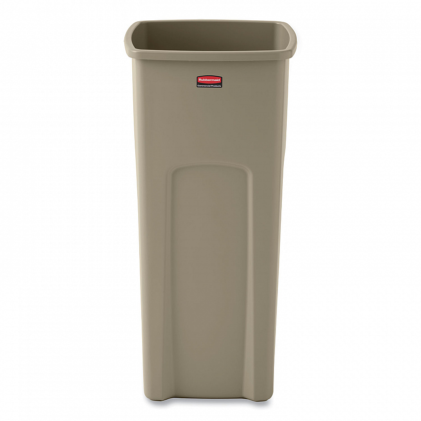 Untouchable Square Waste Receptacle, 23 gal, Plastic, Beige (356988BG)
