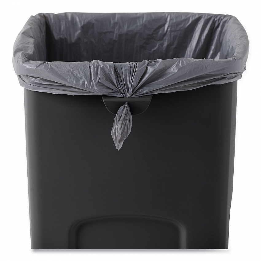 Untouchable Square Waste Receptacle, 23 gal, Plastic, Black (356988BK)