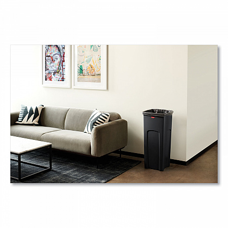 Untouchable Square Waste Receptacle, 23 gal, Plastic, Black (356988BK)